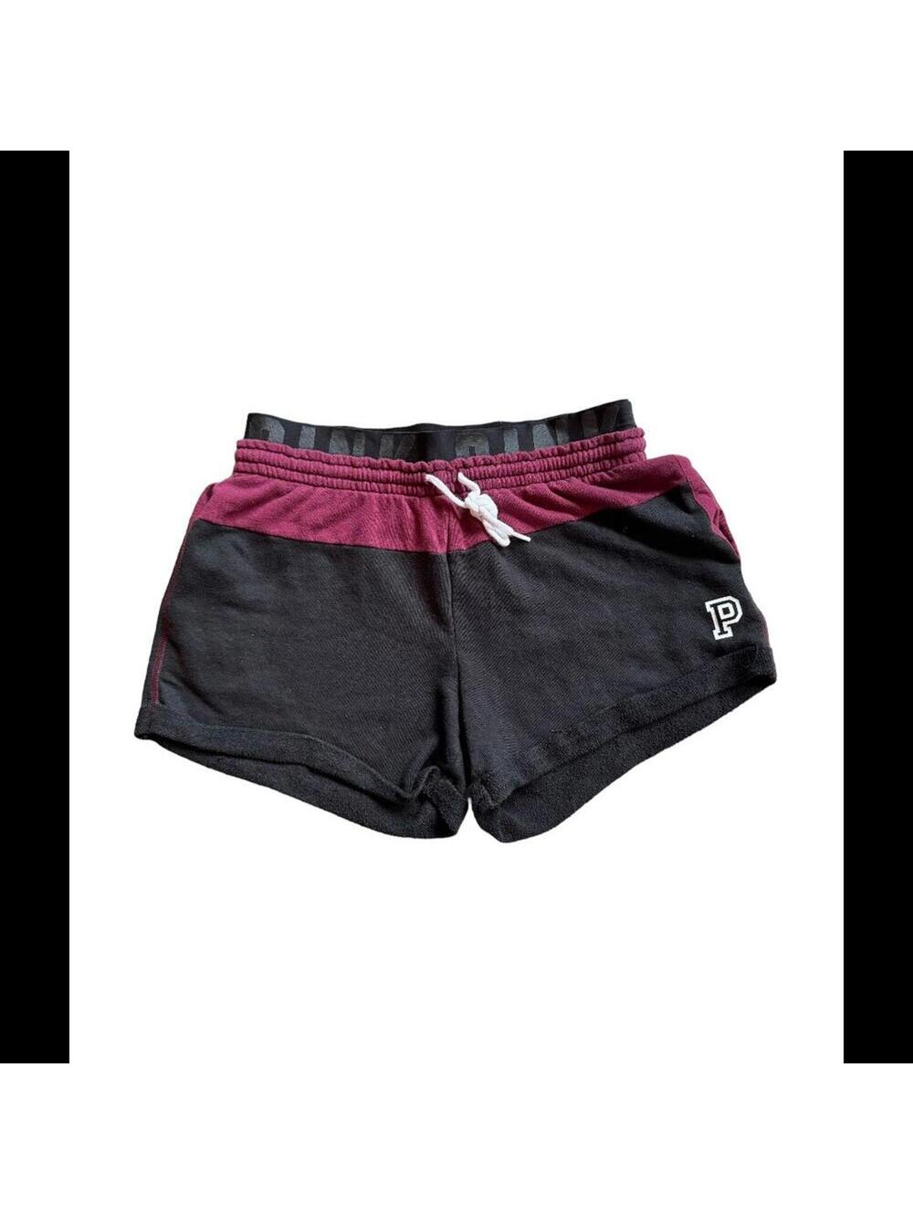 Pink | Women's Black & Burgundy Shorts | Size Medium | 0909